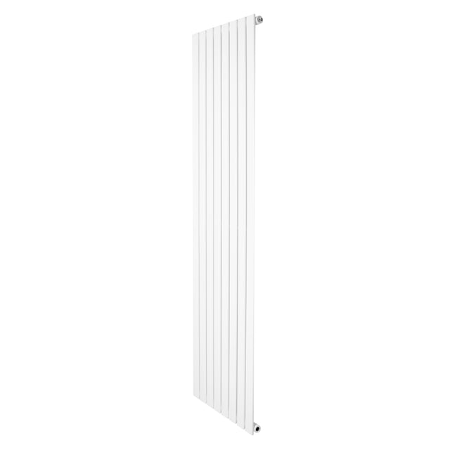 Platt enkelpelarradiator i vit färg, 1800 x 560 mm, med släta ytor och vertikala ribbor för effektiv värmeöverföring
