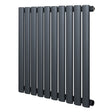 Oval enkelpelarradiator i antracitgrå, 600 x 600 mm, med släta, runda rör och modern, minimalistisk design för effektiv uppvärmning