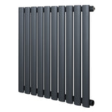 Oval enkelpelarradiator i antracitgrå, 600 x 600 mm, med släta, runda rör och modern, minimalistisk design för effektiv uppvärmning