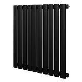 Oval enkelpelarradiator i svart, 600 x 600 mm, med släta, cylindriska rör och modern, stilren design för effektiv värme