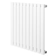 Oval enkelpelarradiator i vit färg, 600 x 600 mm, med släta, avlånga rör och en modern, minimalistisk design som passar i alla rum