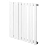 Oval enkelpelarradiator i vit färg, 600 x 600 mm, med släta, avlånga rör och en modern, minimalistisk design som passar i alla rum