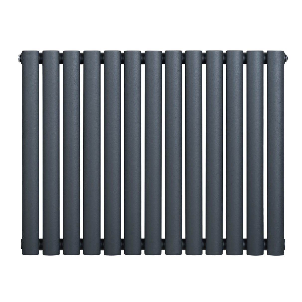Oval enkelpelarradiator i antracitgrå, 600 x 780 mm, med släta, runda rör och modern design som passar i alla rum