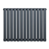Oval enkelpelarradiator i antracitgrå, 600 x 780 mm, med släta, runda rör och modern design som passar i alla rum