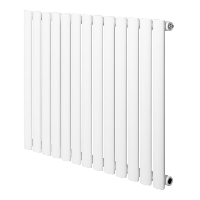 Oval enkelpelarradiator i vit färg, 600 x 780 mm, med släta ytor och en modern design som passar i olika inredningsstilar