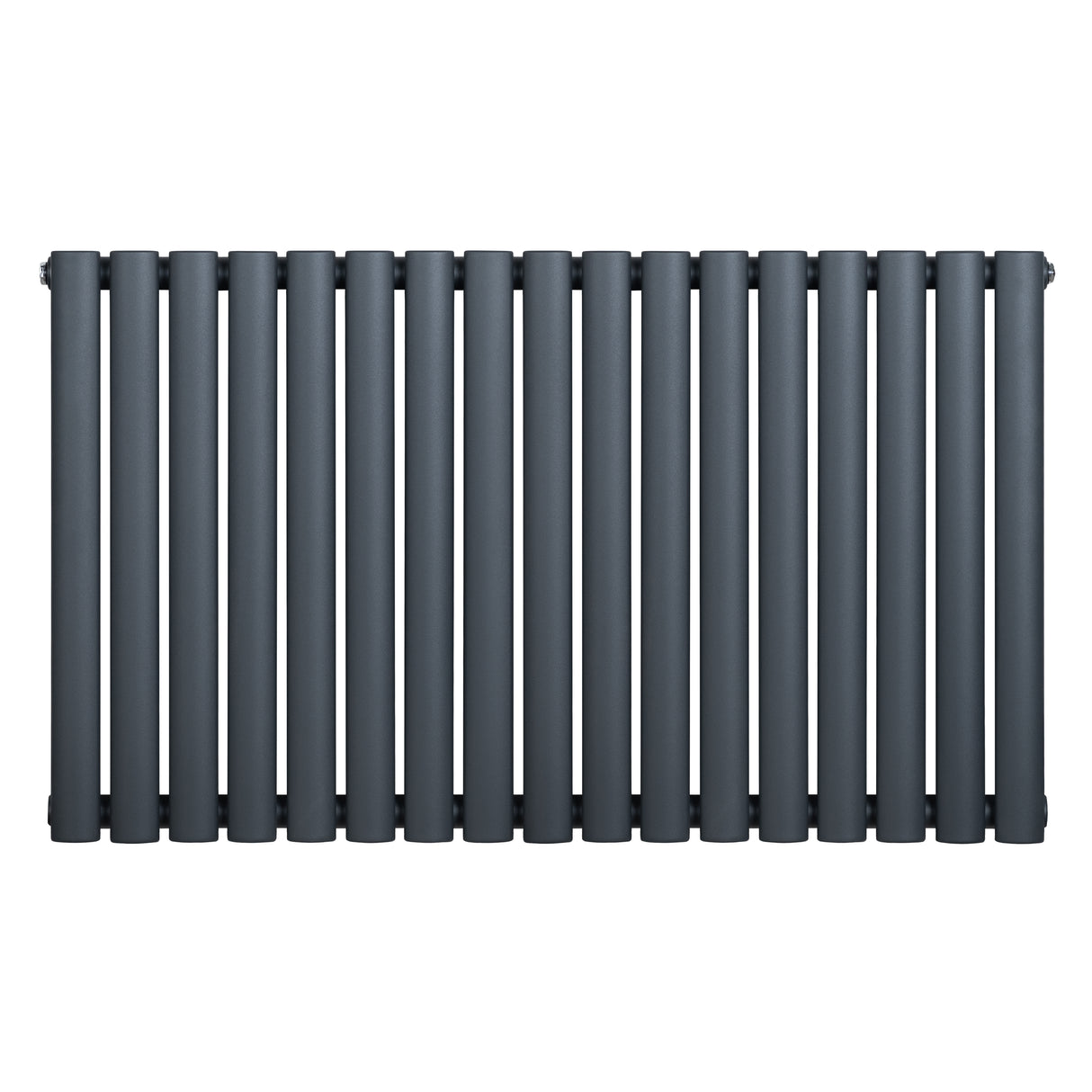 Oval enkelpelarradiator i antracitgrå, 600 x 1020 mm, med släta ytor och en modern, stilren design som passar i alla rum