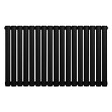Oval svart enkelpelarradiator med släta, cylindriska sektioner, mått 600 x 1020 mm, perfekt för modern inredning