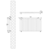 Oval enkelpelarradiator i svart, mått 600 x 1020 mm, med släta ytor och rundade kanter, perfekt för modern inredning