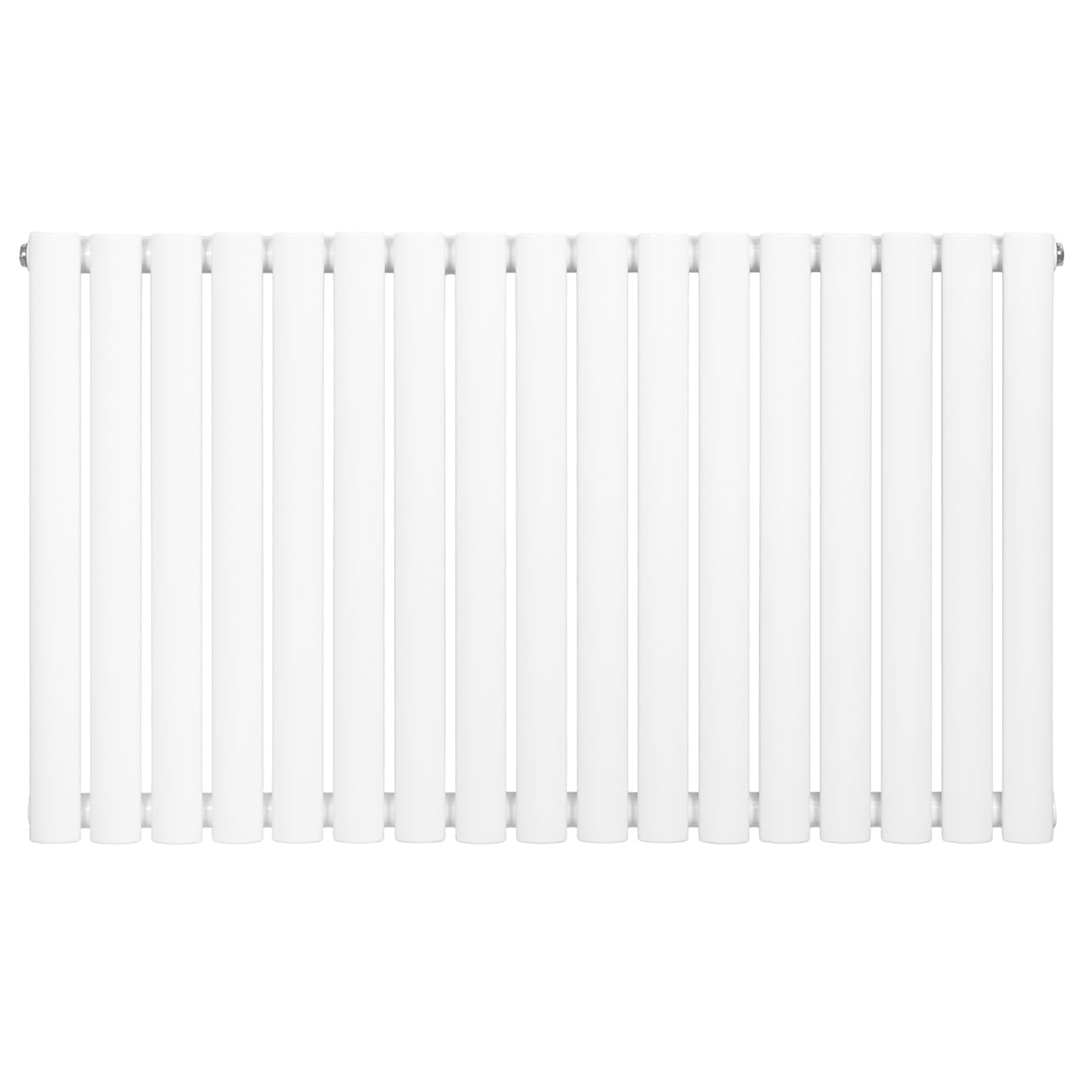 Oval enkelpelarradiator i vit färg, 600 x 1020 mm, med släta, runda pelare och en modern, minimalistisk design