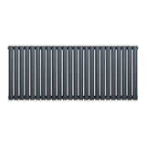 Oval enkelpelarradiator i antracitgrå, 600 x 1440 mm, med släta, cylindriska pelare för effektiv värme och modern design