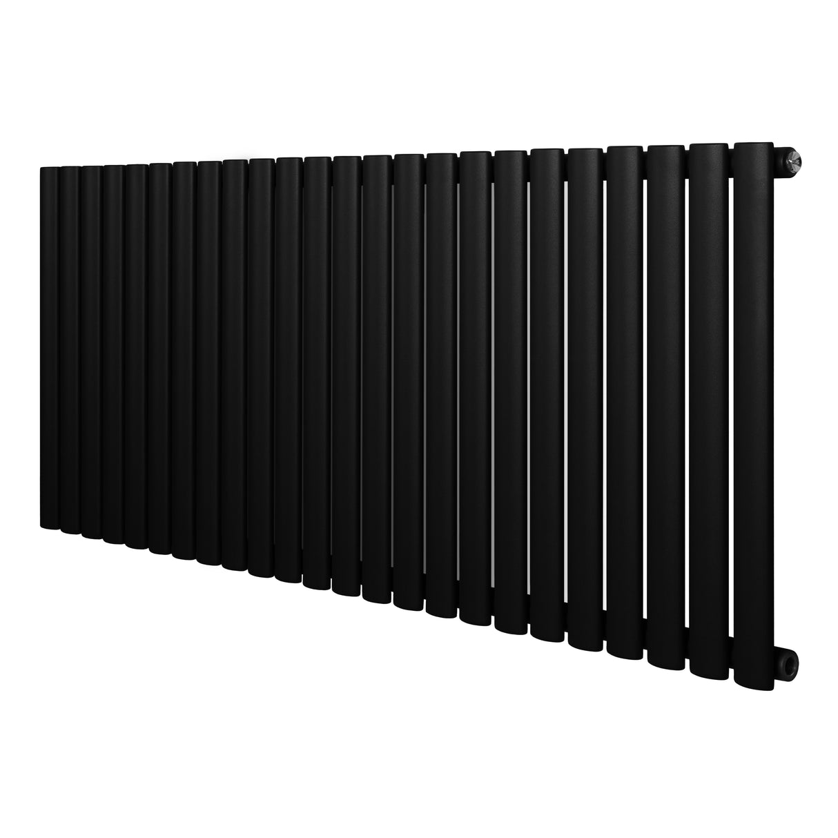 Oval enkelpelarradiator i svart, 600 x 1440 mm, med släta, cylindriska rör och modern design för effektiv värmefördelning