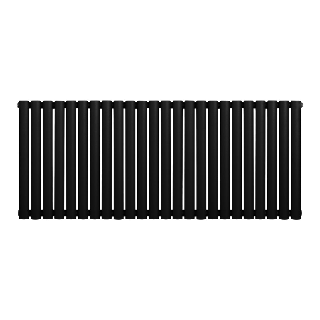 Oval enkelpelarradiator i svart, 600 x 1440 mm, med släta, cylindriska pelare och modern, minimalistisk design för effektiv uppvärmning