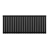 Oval enkelpelarradiator i svart, 600 x 1440 mm, med släta, cylindriska pelare och modern, minimalistisk design för effektiv uppvärmning