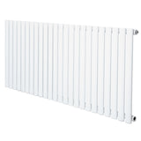 Oval enkelpelarradiator i vit färg, 600 x 1440 mm, med släta, glänsande rör som ger en modern och stilren look