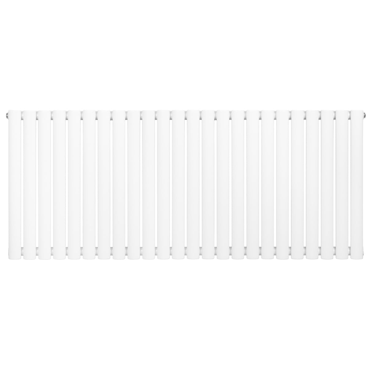 Oval enkelpelarradiator i vit färg, 600 x 1440 mm, med släta ytor och jämna, rundade pelare för effektiv värmefördelning