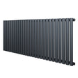 Oval enkelpelarradiator i antracitgrå, 600 x 1620 mm, med släta, vertikala rör och modern design som passar i olika inredningar