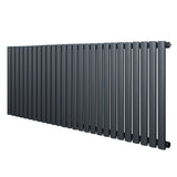 Oval enkelpelarradiator i antracitgrå, 600 x 1620 mm, med släta, vertikala rör och modern design som passar i olika inredningar