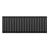 Oval enkelpelarradiator i svart, 600 x 1620 mm, med släta, cylindriska pelare och en modern, minimalistisk design
