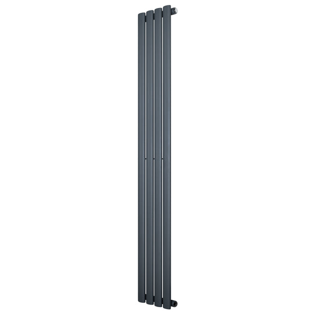 Oval enkelpelarradiator i antracitgrå, 1600 x 240 mm, med släta ytor och en modern, stilren design som passar i alla rum