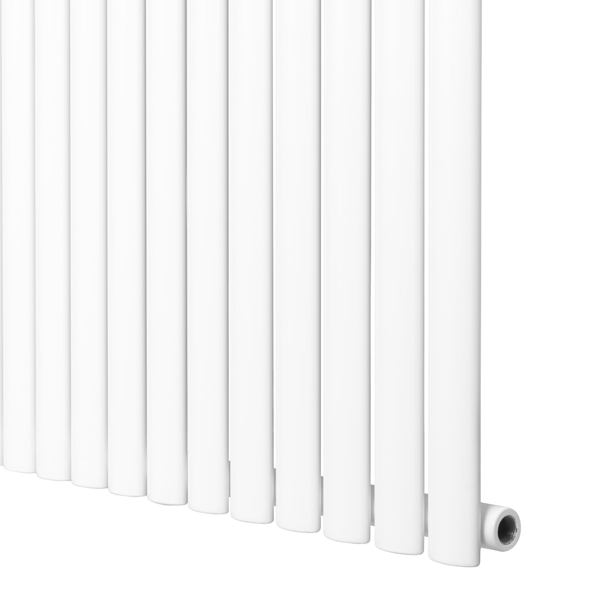 Oval enkelpelarradiator i vit färg, 1600 x 240 mm, med släta, raka linjer och en modern, minimalistisk design som passar olika inredningar