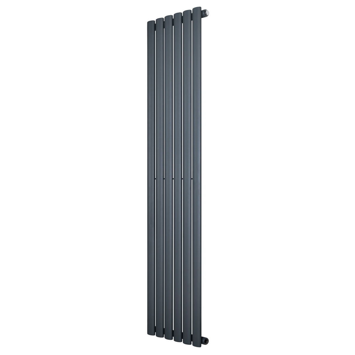 Oval enkelpelarradiator i antracitgrå, 1600 x 360 mm, med släta, moderna linjer och en stilren, minimalistisk design