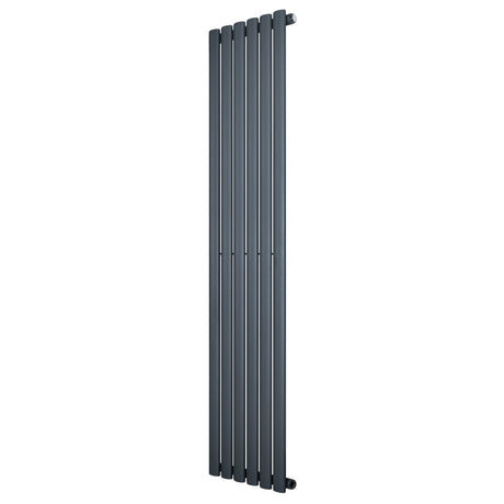 Oval enkelpelarradiator i antracitgrå, 1600 x 360 mm, med släta, moderna linjer och en stilren, minimalistisk design
