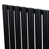 Oval enkelpelarradiator i svart, med släta, cylindriska pelare och en modern, stilren design som passar i alla rum