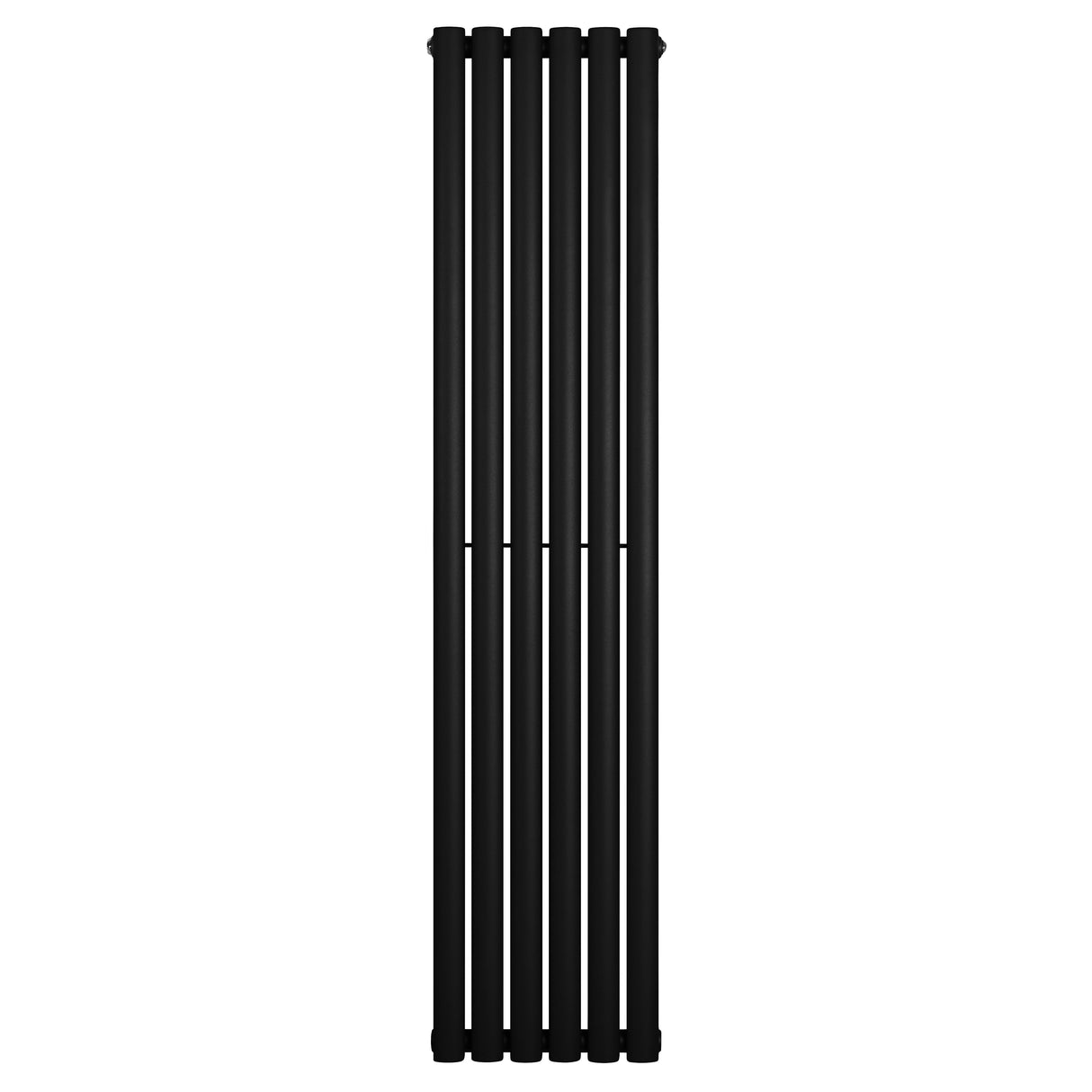Oval enkelpelarradiator i svart, 1600 x 360 mm, med släta ytor och en modern, stilren design som passar i alla rum