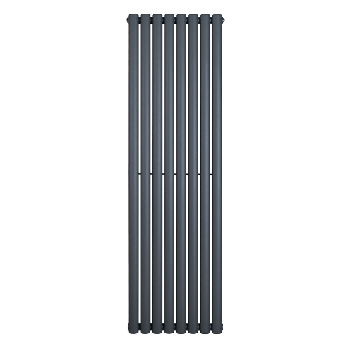 Oval enkelpelarradiator i antracitgrå, 1600 x 480 mm, med släta, vertikala ribbor och modern, stilren design för effektiv uppvärmning