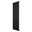 Oval enkelpelarradiator i svart, 1600 x 480 mm, med släta ytor och en modern, stilren design som passar i alla rum