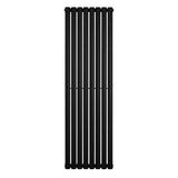 Oval enkelpelarradiator i svart, 1600 x 480 mm, med släta, eleganta linjer och en modern, minimalistisk design som passar alla rum