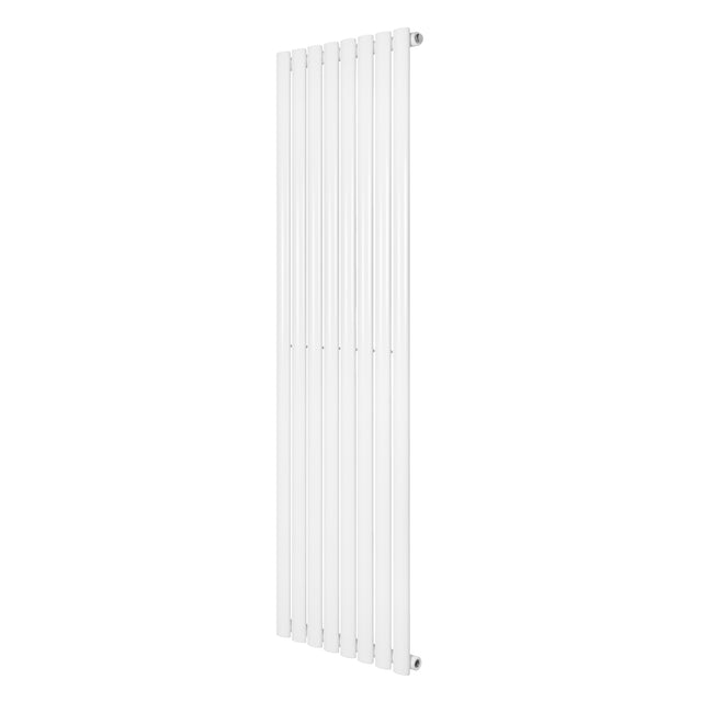 Oval enkelpelarradiator i vit färg, 1600 x 480 mm, med släta, moderna linjer och en stilren, minimalistisk design