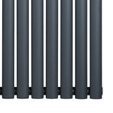 Oval enkelpelarradiator i antracitgrå, 1600 x 600 mm, med släta, cylindriska sektioner och en modern, stilren design