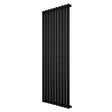 Oval enkelpelarradiator i svart, 1600 x 600 mm, med släta, vertikala lameller och modern, stilren design för effektiv uppvärmning