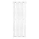 Oval enkelpelarradiator i vit färg, 1600 x 600 mm, med släta, cylindriska pelare som ger ett modernt och stilrent utseende
