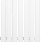 Oval enkelpelarradiator i vit färg, 1600 x 600 mm, med släta, rundade rör och en modern, minimalistisk design