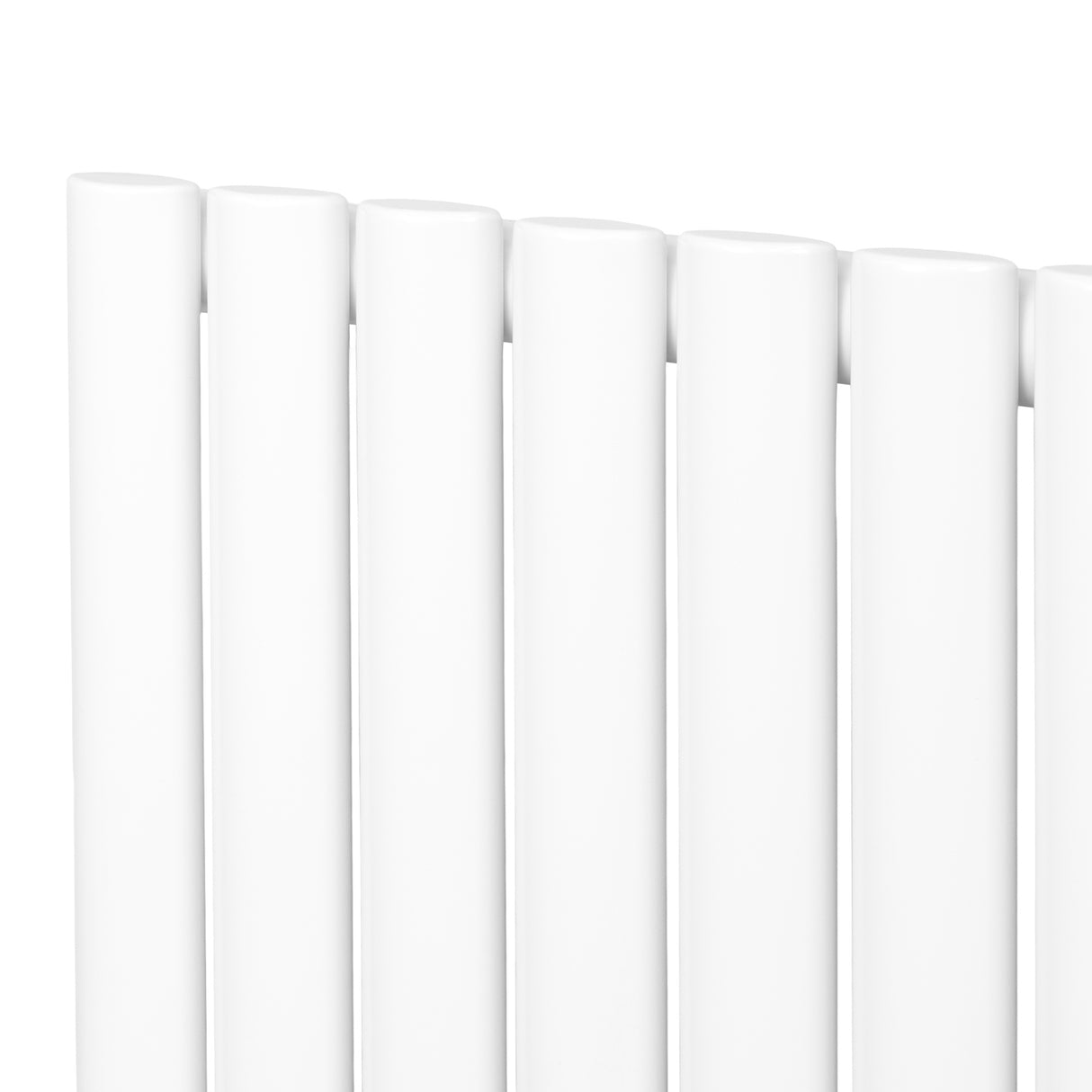 Oval enkelpelarradiator i vit färg, 1800 x 240 mm, med släta, rundade rör och en modern, stilren design som passar i alla rum