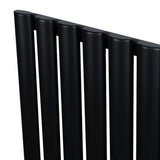 Oval enkelpelarradiator i svart, 1800 x 360 mm, med släta, runda pelare och modern design som passar i olika inredningar