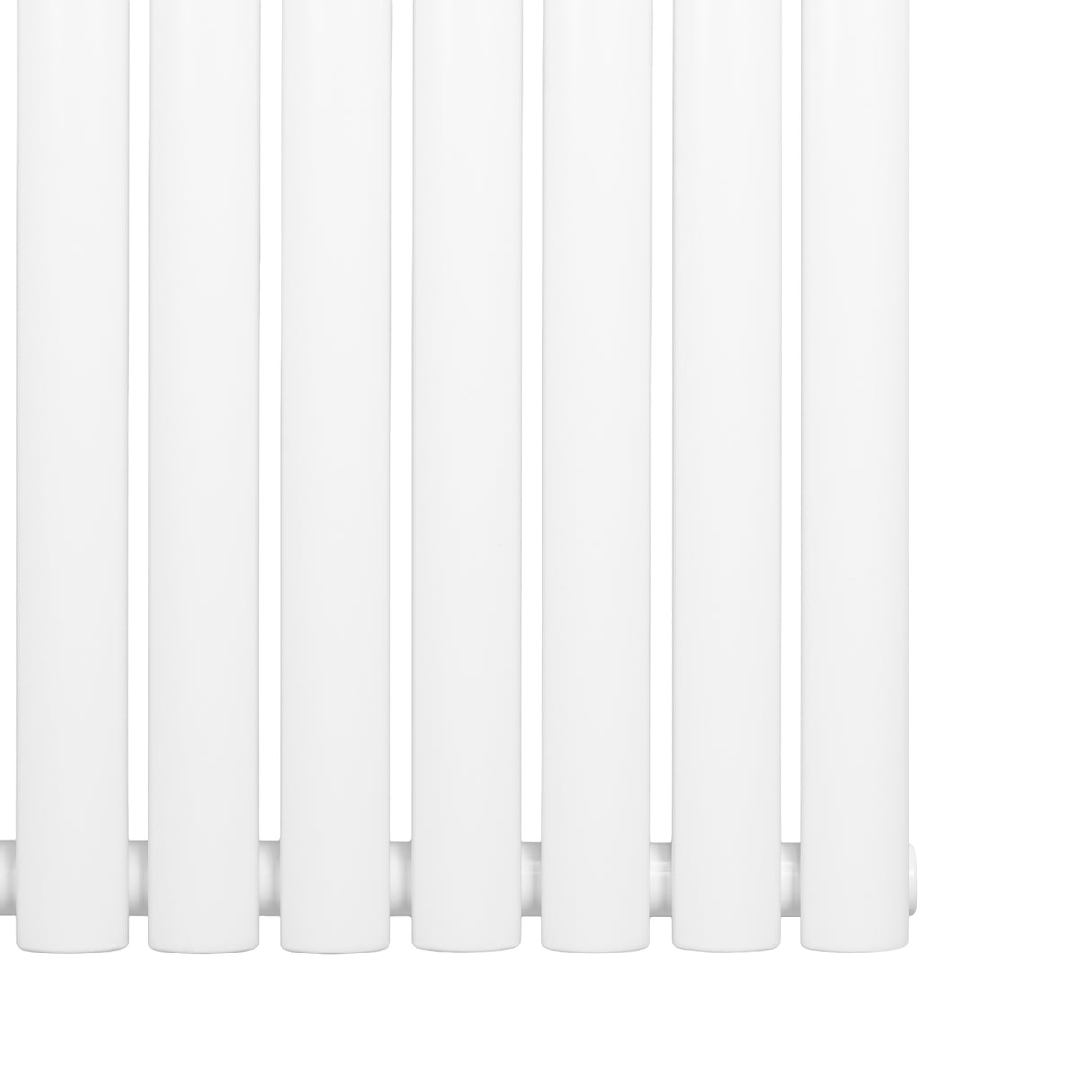 Oval enkelpelarradiator i vit färg, 1800 x 360 mm, med släta, rundade ribbor och en modern, minimalistisk design