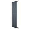 Oval enkelpelarradiator i antracitgrå, 1800 x 480 mm, med släta ytor och eleganta, avlånga pelare för modern inredning