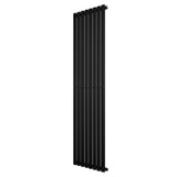 Svart oval enkelpelarradiator i metall, 1800 x 480 mm, med släta ytor och moderna linjer för stilren värme i hemmet
