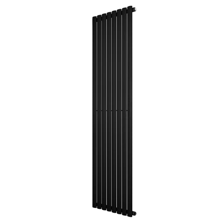 Svart oval enkelpelarradiator i metall, 1800 x 480 mm, med släta ytor och moderna linjer för stilren värme i hemmet