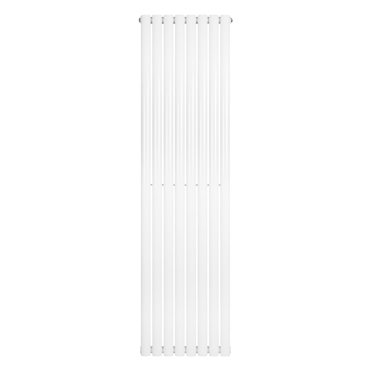 Oval enkelpelarradiator i vit färg, 1800 x 480 mm, med släta ytor och eleganta, avlånga pelare för effektiv värmefördelning