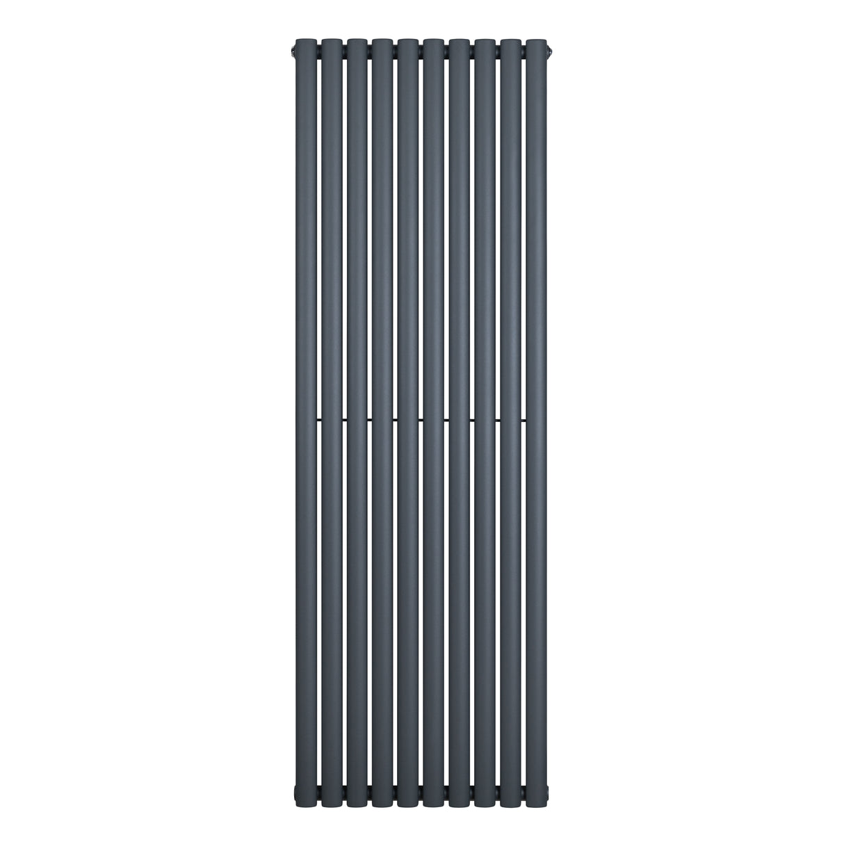 Oval enkelpelarradiator i antracitgrå, 1800 x 600 mm, med släta, vertikala ribbor och modern, stilren design