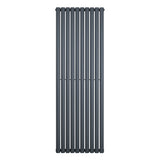 Oval enkelpelarradiator i antracitgrå, 1800 x 600 mm, med släta, vertikala ribbor och modern, stilren design