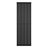 Oval enkelpelarradiator i svart, 1800 x 600 mm, med släta, vertikala ribbor och en modern, stilren design som passar i alla rum