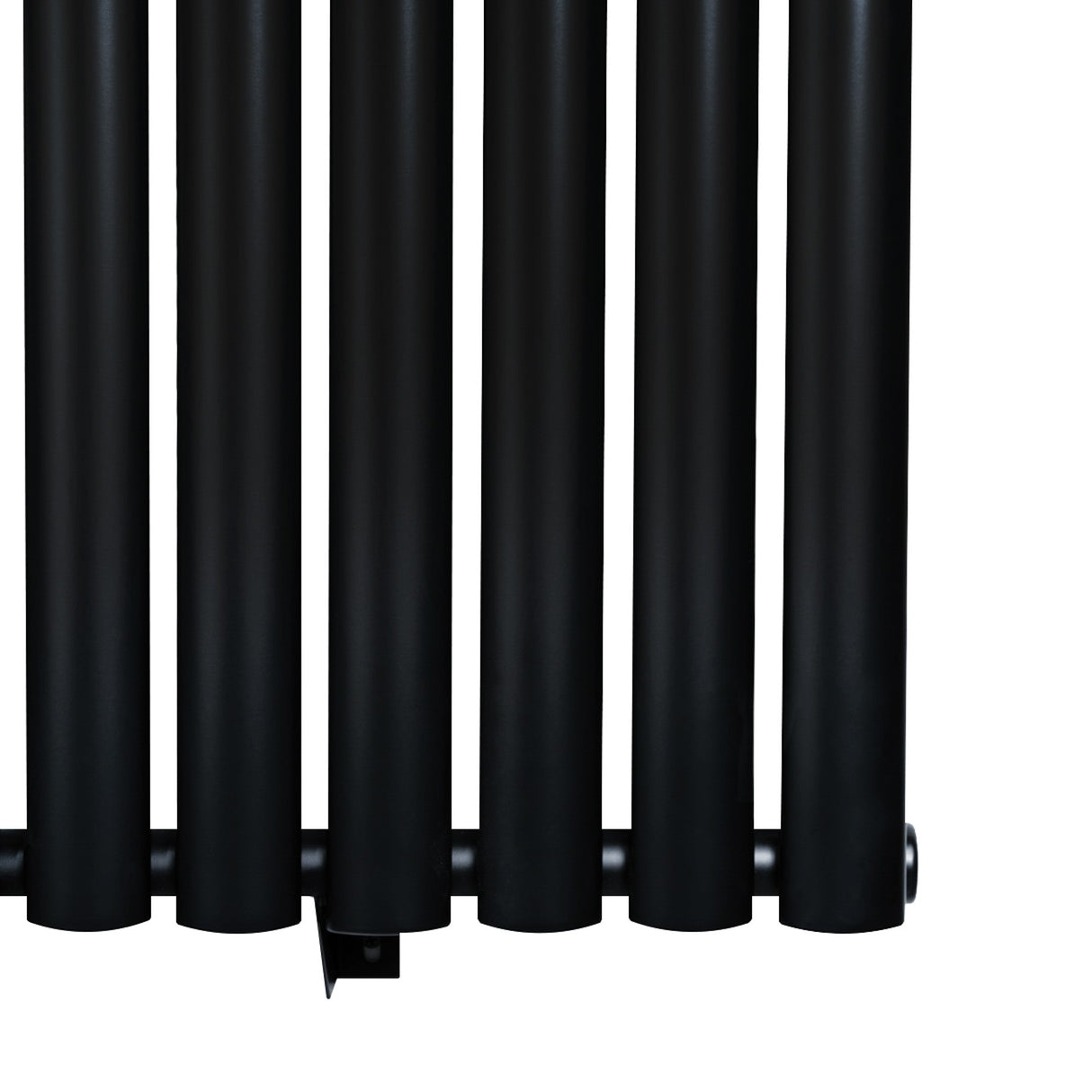 Oval enkelpelarradiator i svart, 1800 x 600 mm, med släta, runda pelare och en modern, stilren design som passar i alla rum