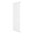 Oval enkelpelarradiator i vit färg, 1800 x 600 mm, med släta, vertikala ribbor och en modern, minimalistisk design