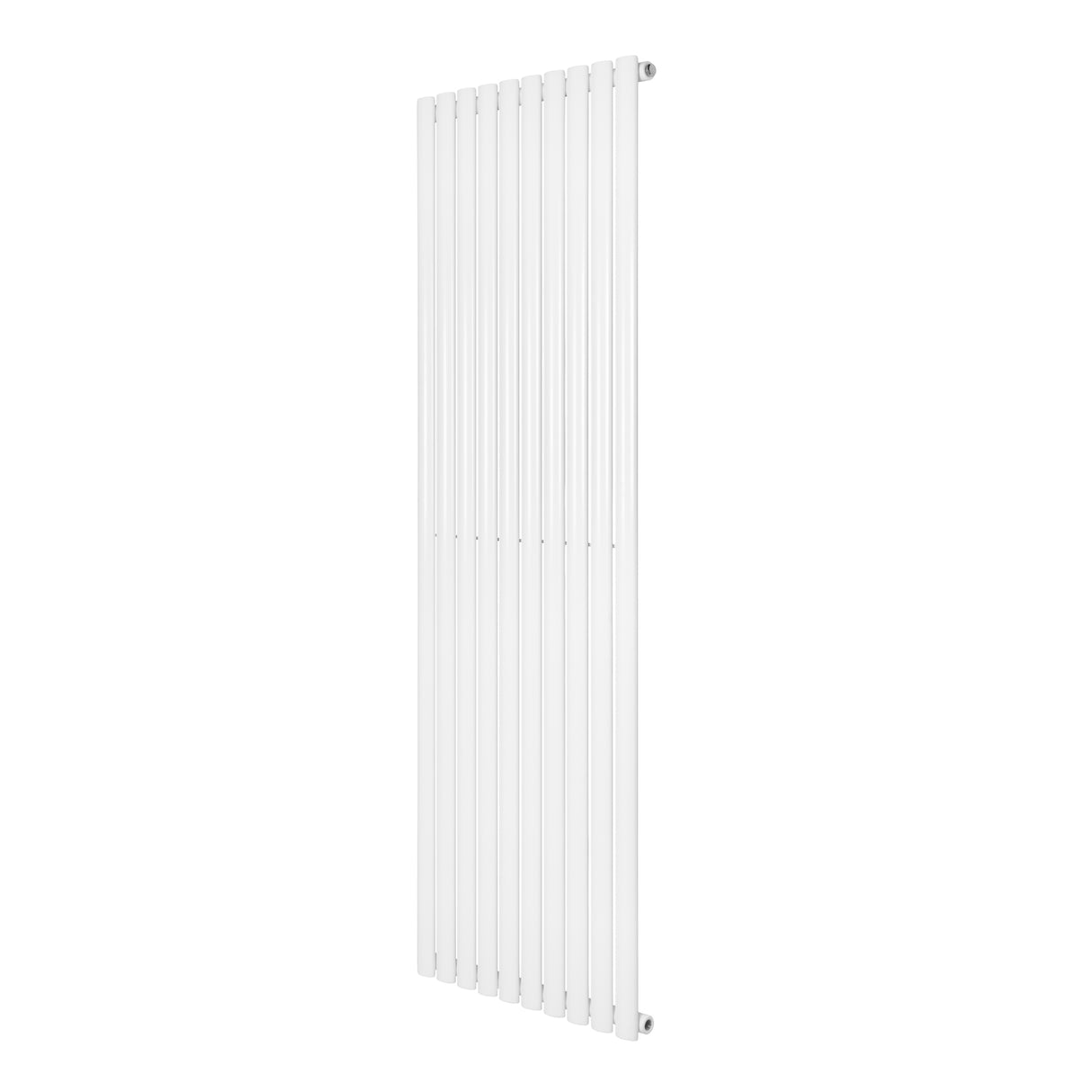 Oval enkelpelarradiator i vit färg, 1800 x 600 mm, med släta, vertikala ribbor och en modern, minimalistisk design