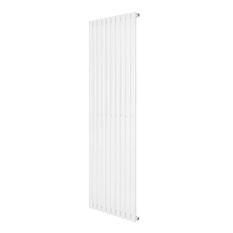Oval enkelpelarradiator i vit färg, 1800 x 600 mm, med släta, vertikala ribbor och en modern, minimalistisk design